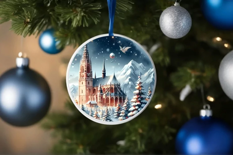 Winter Tour Eiffel Round Ornament