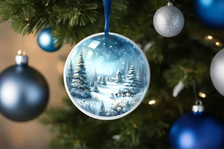 Winter Tour Eiffel Round Ornament