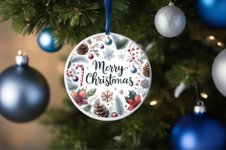 Merry Christmas Ornament Sublimation PNG