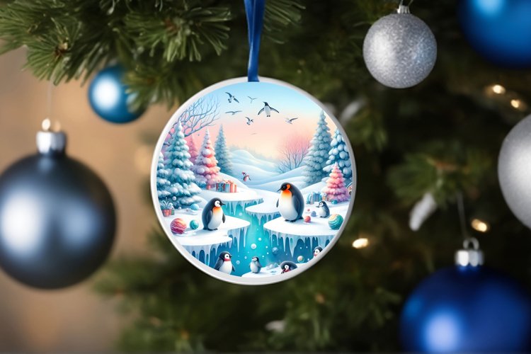 Round Christmas Ornament Sublimation|Clipart example image 1