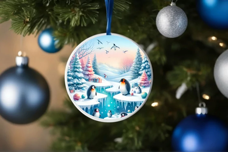 Round Christmas Ornament Sublimation|Clipart