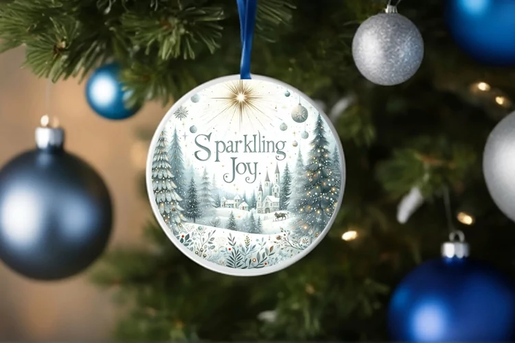 Round Christmas Ornament Sublimation|Clipart