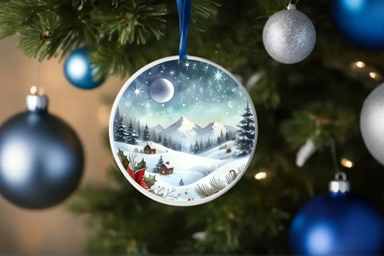 Round Christmas Ornament Sublimation|Clipart