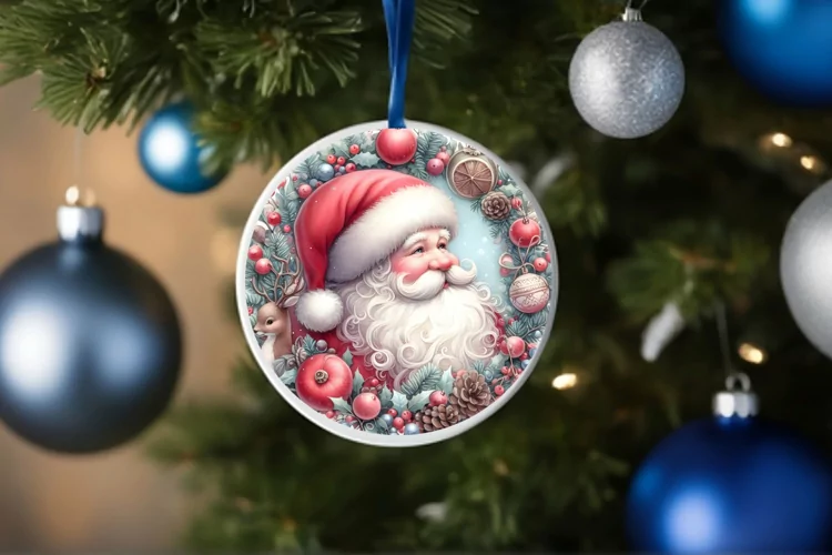 Round Christmas Ornament Sublimation|Clipart