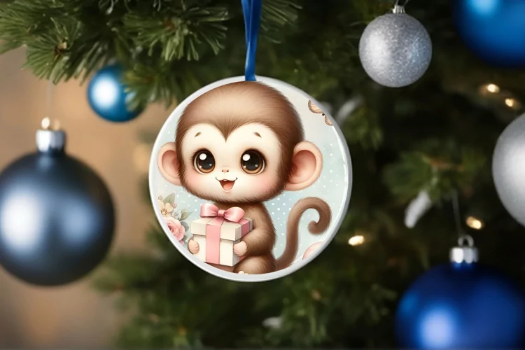 Round Christmas Ornament Sublimation|Clipart