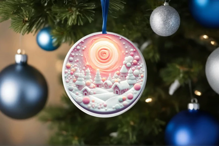 Round Christmas Ornament Sublimation|Clipart