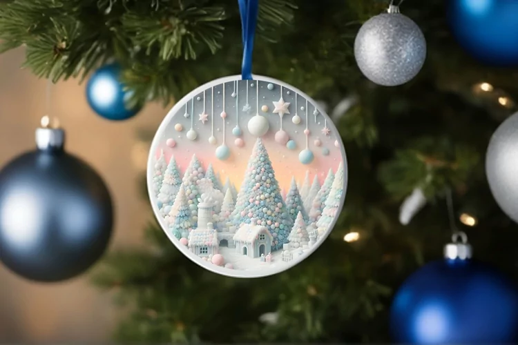 Round Christmas Ornament Sublimation|Clipart