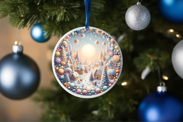 Round Christmas Ornament Sublimation|Clipart