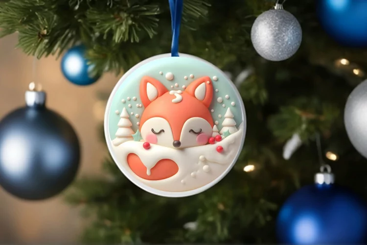 Round Christmas Ornament Sublimation|Clipart