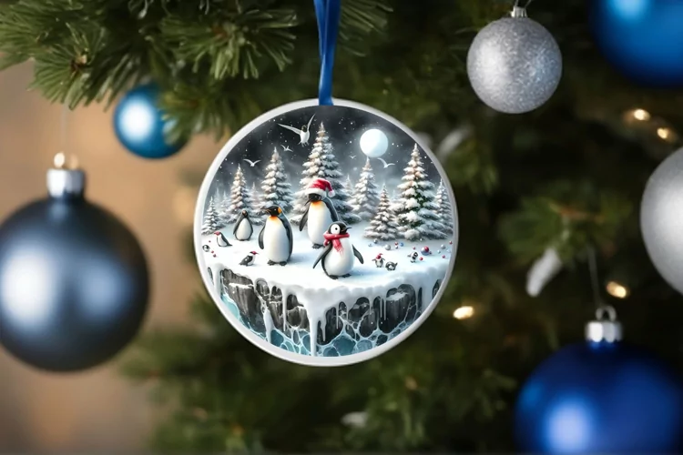 Round Christmas Ornament Sublimation|Clipart