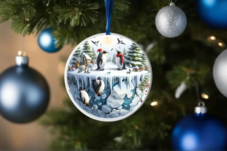 Round Christmas Ornament Sublimation|Clipart