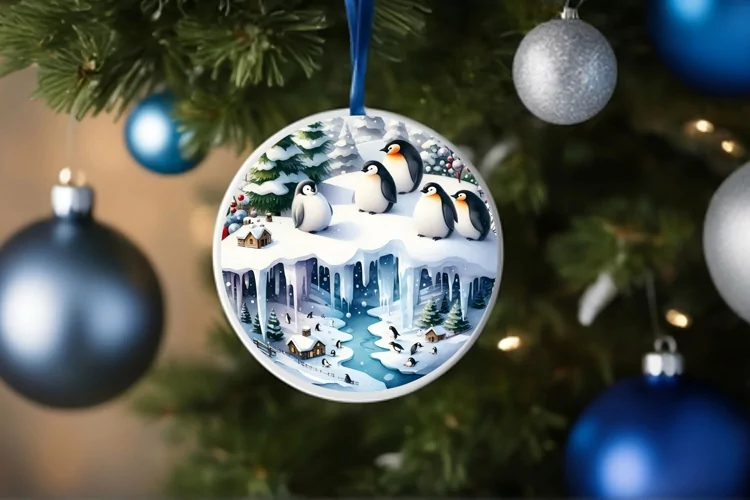 Round Christmas Ornament Sublimation|Clipart