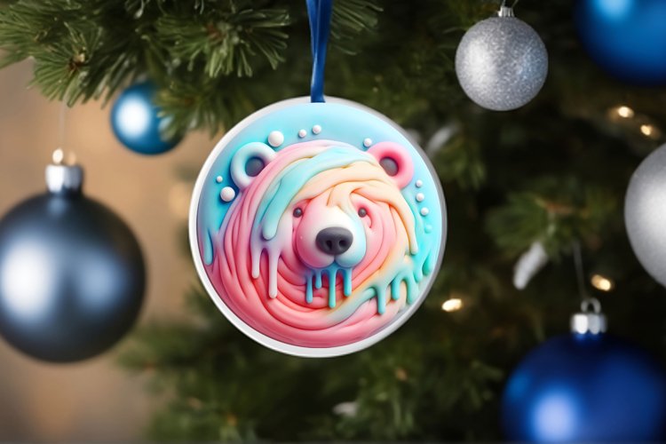 Polar Bear Christmas Ornament Sublimation PNG