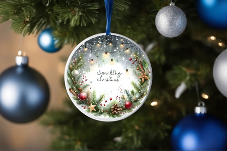 Round Christmas Ornament Sublimation|Clipart example image 1