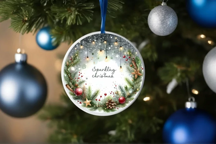 Round Christmas Ornament Sublimation|Clipart