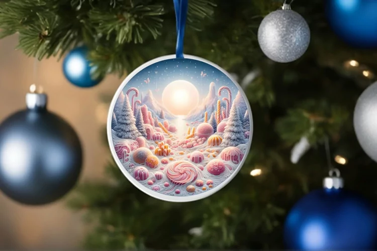 Round Christmas Ornament Sublimation|Clipart