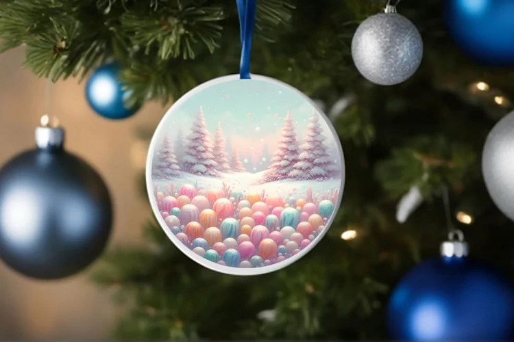 Round Christmas Ornament Sublimation|Clipart