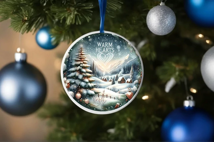 Round Christmas Ornament Sublimation|Clipart