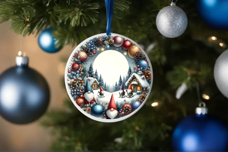 Round Christmas Ornament Sublimation|Clipart
