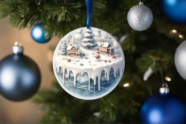 Round Christmas Ornament Sublimation|Clipart