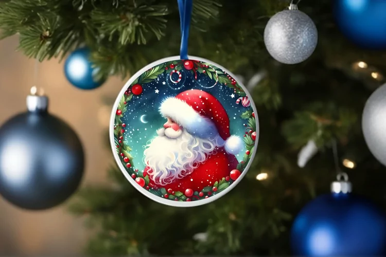 Round Christmas Ornament Sublimation|Clipart