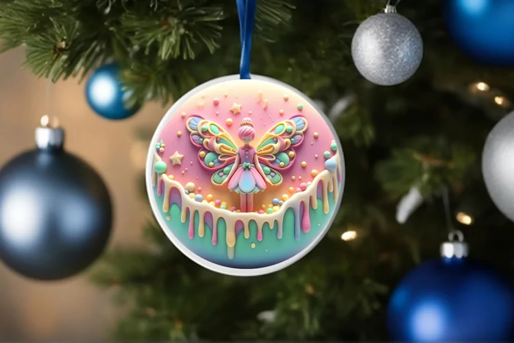 Round Christmas Ornament Sublimation|Clipart