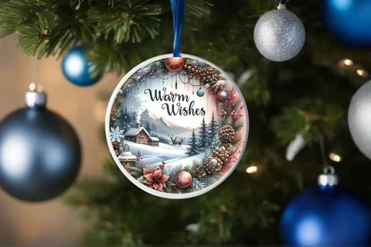 Round Christmas Ornament Sublimation|Clipart