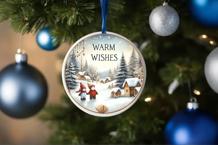 Round Christmas Ornament Sublimation|Clipart