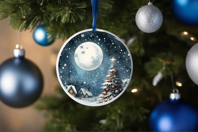 Round Christmas Ornament Sublimation|Clipart