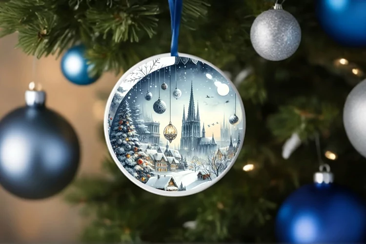 Tour Eiffel Winter Scene Ornament
