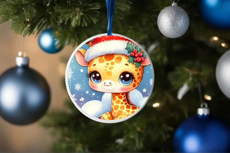 Round Christmas Ornament Sublimation|Clipart