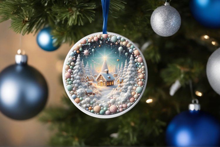 Round Christmas Ornament Sublimation|Clipart example image 1