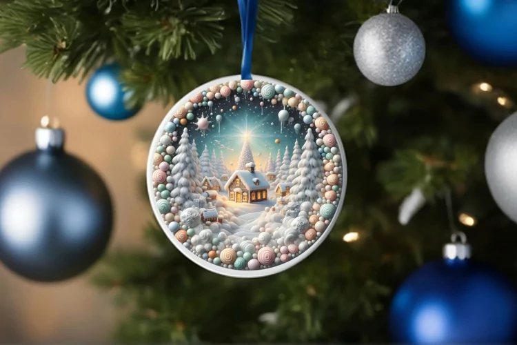 Round Christmas Ornament Sublimation|Clipart