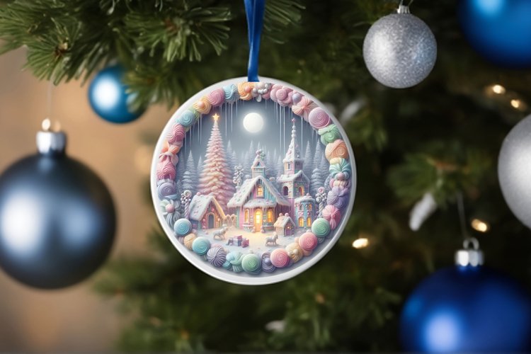 Round Christmas Ornament Sublimation|Clipart example image 1