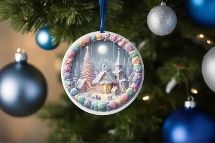 Round Christmas Ornament Sublimation|Clipart