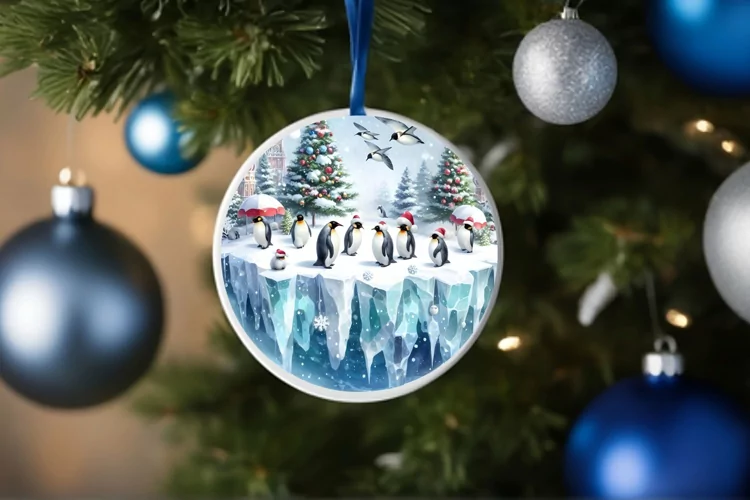 Round Christmas Ornament Sublimation|Clipart