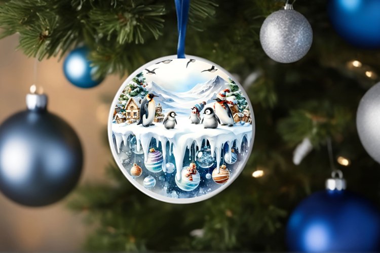 Round Christmas Ornament Sublimation|Clipart example image 1