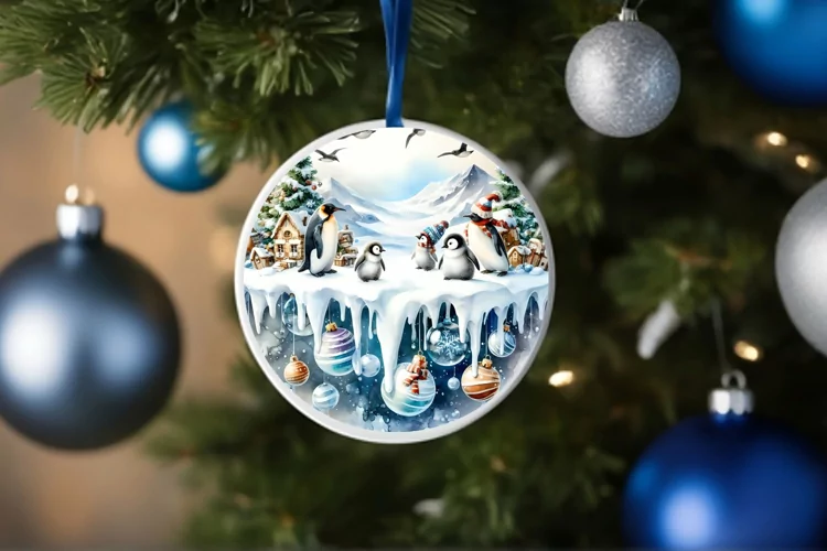 Round Christmas Ornament Sublimation|Clipart