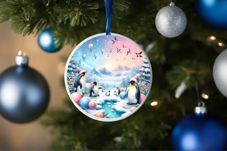 Round Christmas Ornament Sublimation|Clipart