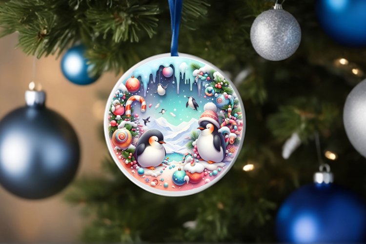 Round Christmas Ornament Sublimation|Clipart example image 1