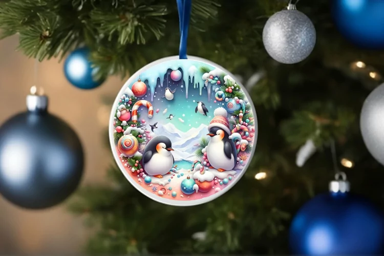 Round Christmas Ornament Sublimation|Clipart
