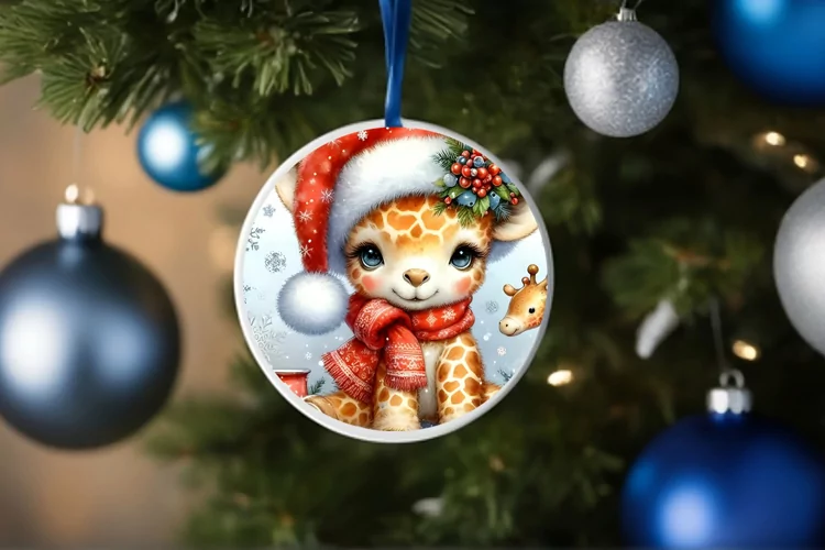 Round Christmas Ornament Sublimation|Clipart
