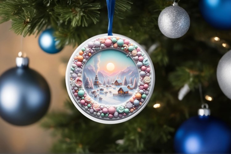 Round Christmas Ornament Sublimation|Clipart example image 1