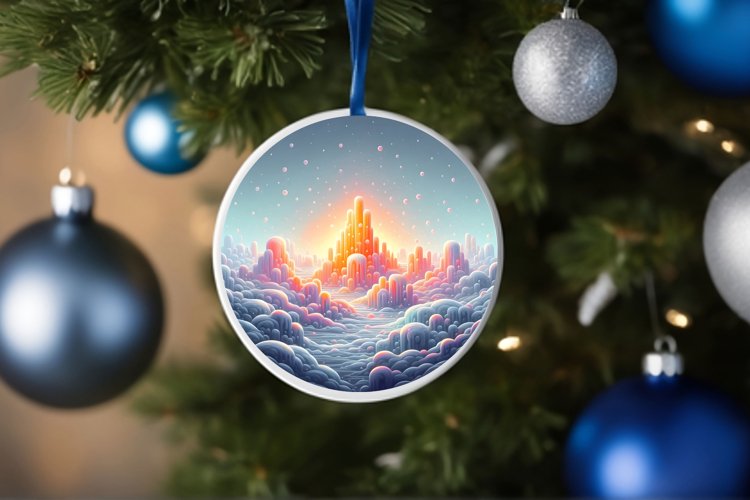 Round Christmas Ornament Sublimation|Clipart example image 1