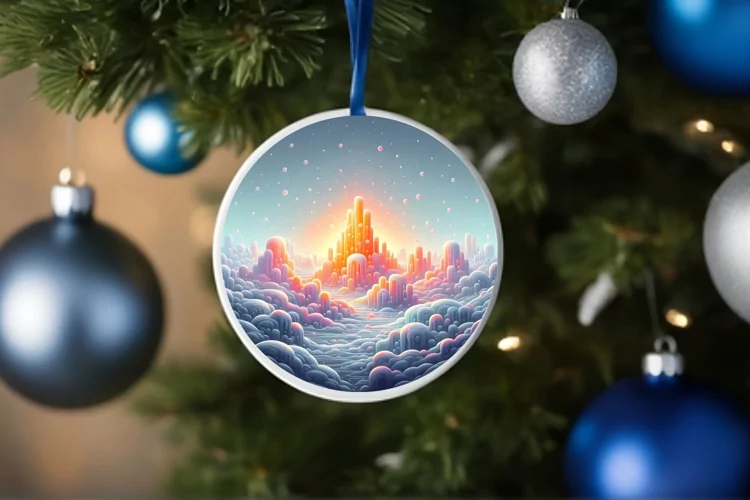 Round Christmas Ornament Sublimation|Clipart