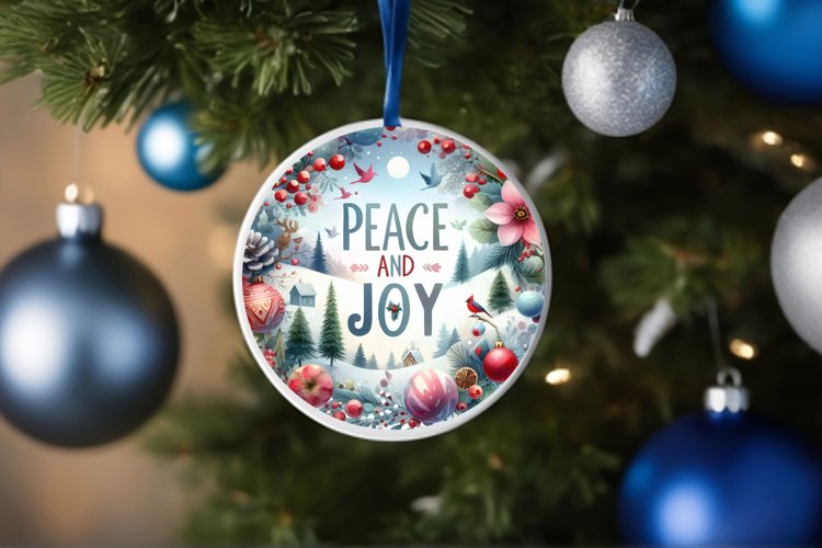 Round Christmas Ornament Sublimation|Clipart example image 1
