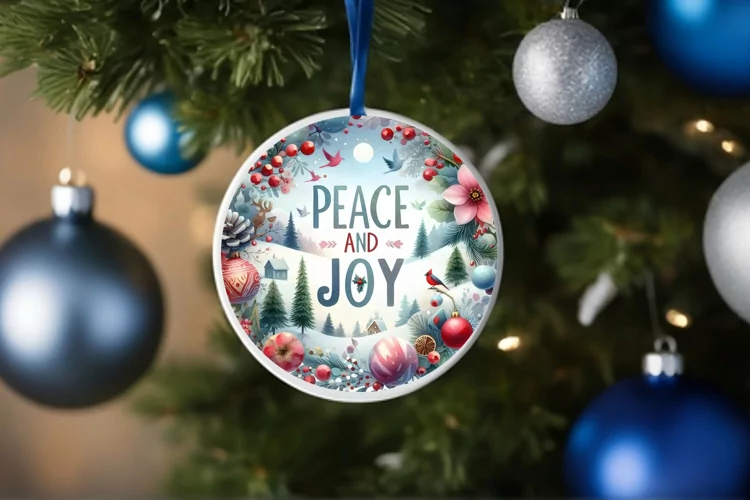 Round Christmas Ornament Sublimation|Clipart