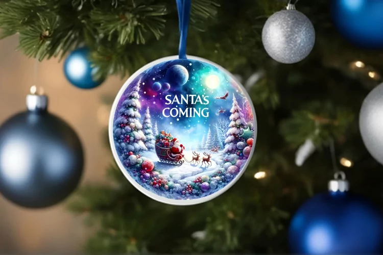 Round Christmas Ornament Sublimation|Clipart