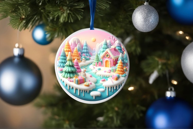 Round Christmas Ornament Sublimation|Clipart example image 1