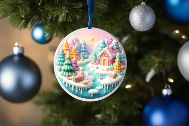 Round Christmas Ornament Sublimation|Clipart